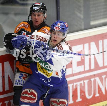 EBEL. Eishockey Bundesliga. EC Pasut VSV gegen EC Graz 99ers. Niko Nico Toff,  (VSV), Jamie Mattie (Graz). Villach, am 30.12.2008.
Foto: Kuess 


---
pressefotos, pressefotografie, kuess, qs, qspictures, sport, bild, bilder, bilddatenbank