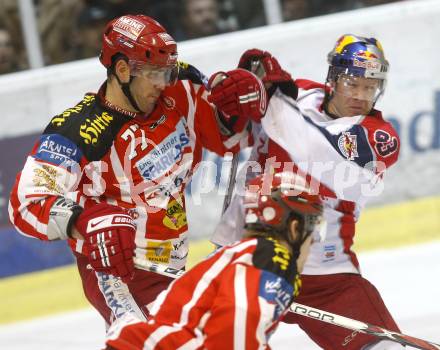 EBEL. Eishockey Bundesliga. EC KAC gegen EC RED BULL SALZBURG. Sean Brown, (KAC), Jeremy Rebek  (Salzburg). Klagenfurt, am 2.1.2009.
Foto: Kuess 

---
pressefotos, pressefotografie, kuess, qs, qspictures, sport, bild, bilder, bilddatenbank