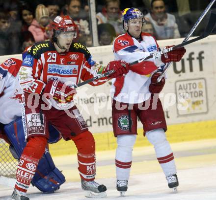 EBEL. Eishockey Bundesliga. EC KAC gegen EC RED BULL SALZBURG. Christoph Brandner,  (KAC), Jeremy Rebek (Salzburg). Klagenfurt, am 2.1.2009.
Foto: Kuess 

---
pressefotos, pressefotografie, kuess, qs, qspictures, sport, bild, bilder, bilddatenbank