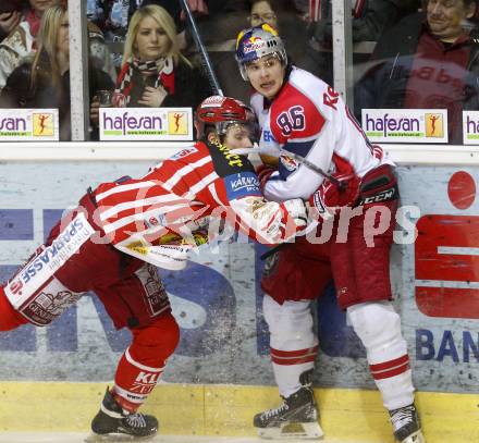 EBEL. Eishockey Bundesliga. EC KAC gegen EC RED BULL SALZBURG. Manuel Geier,  (KAC), Martin Mairitsch (Salzburg). Klagenfurt, am 2.1.2009.
Foto: Kuess 

---
pressefotos, pressefotografie, kuess, qs, qspictures, sport, bild, bilder, bilddatenbank