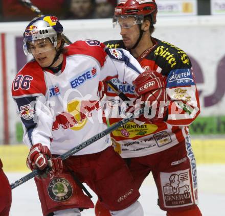 EBEL. Eishockey Bundesliga. EC KAC gegen EC RED BULL SALZBURG. Johannes Kirisits, (KAC), Martin Mairitsch (Salzburg). Klagenfurt, am 2.1.2009.
Foto: Kuess 

---
pressefotos, pressefotografie, kuess, qs, qspictures, sport, bild, bilder, bilddatenbank