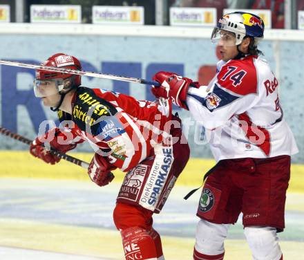 EBEL. Eishockey Bundesliga. EC KAC gegen EC RED BULL SALZBURG. Herbert Ratz (KAC), Dieter Kalt (Salzburg). Klagenfurt, am 2.1.2009.
Foto: Kuess 

---
pressefotos, pressefotografie, kuess, qs, qspictures, sport, bild, bilder, bilddatenbank