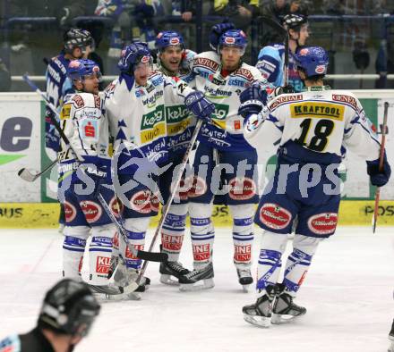 EBEL. Eishockey Bundesliga. VSV gegen Alba Volan. Torjubel (VSV). Villach, am 2.1.2009.
Foto: Kuess 

---
pressefotos, pressefotografie, kuess, qs, qspictures, sport, bild, bilder, bilddatenbank