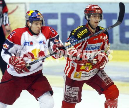 EBEL. Eishockey Bundesliga. EC KAC gegen EC RED BULL SALZBURG. Herbert Ratz (KAC), Daniel Mitterdorfer (Salzburg). Klagenfurt, am 2.1.2009.
Foto: Kuess 

---
pressefotos, pressefotografie, kuess, qs, qspictures, sport, bild, bilder, bilddatenbank