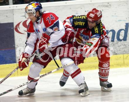 EBEL. Eishockey Bundesliga. EC KAC gegen EC RED BULL SALZBURG. Jeffrey Tory (KAC), Dieter Kalt (Salzburg). Klagenfurt, am 2.1.2009.
Foto: Kuess 

---
pressefotos, pressefotografie, kuess, qs, qspictures, sport, bild, bilder, bilddatenbank