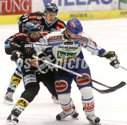 EBEL. Eishockey Bundesliga. EC Pasut VSV gegen EHC LIWEST Linz. Robby Sandrock,  (VSV), Robert Lukas, Martin Grabher-Meier (Linz). Villach, am 6.1.2009.
Foto: Kuess 


---
pressefotos, pressefotografie, kuess, qs, qspictures, sport, bild, bilder, bilddatenbank