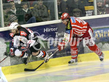 EBEL. Eishockey Bundesliga. KAC gegen HK Acroni Jesenice. SCHULLER David (KAC), TERLIKAR Anze (Jesenice). Klagenfurt, am 6.1.2009.
Foto: Kuess 

---
pressefotos, pressefotografie, kuess, qs, qspictures, sport, bild, bilder, bilddatenbank