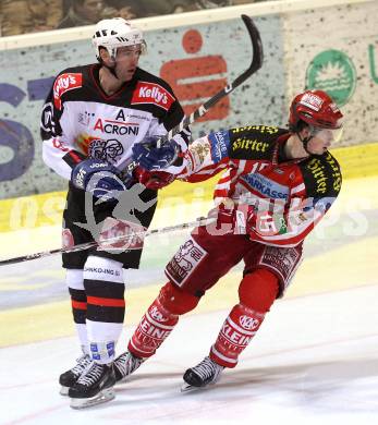 EBEL. Eishockey Bundesliga. KAC gegen HK Acroni Jesenice. SCHELLANDER Paul (KAC), RAZINGAR Tomaz (Jesenice). Klagenfurt, am 6.1.2009.
Foto: Kuess 

---
pressefotos, pressefotografie, kuess, qs, qspictures, sport, bild, bilder, bilddatenbank