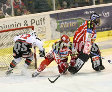 EBEL. Eishockey Bundesliga. KAC gegen HK Acroni Jesenice. KIRISITS Johannes, SCOTT Travis (KAC), RODMAN David (Jesenice). Klagenfurt, am 6.1.2009.
Foto: Kuess 

---
pressefotos, pressefotografie, kuess, qs, qspictures, sport, bild, bilder, bilddatenbank