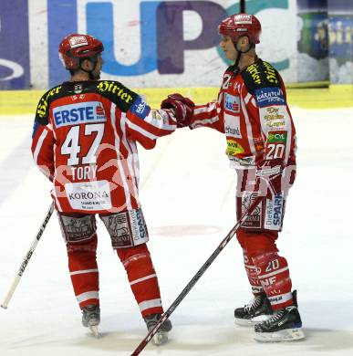 EBEL. Eishockey Bundesliga. KAC gegen HK Acroni Jesenice. Torjubel KAC, TORY Jeffrey, CRAIG Michael . Klagenfurt, am 6.1.2009.
Foto: Kuess 

---
pressefotos, pressefotografie, kuess, qs, qspictures, sport, bild, bilder, bilddatenbank