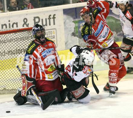 EBEL. Eishockey Bundesliga. KAC gegen HK Acroni Jesenice. SCOTT Travis, KIRISITS Johannes (KAC), RODMAN David (Jesenice). Klagenfurt, am 6.1.2009.
Foto: Kuess 

---
pressefotos, pressefotografie, kuess, qs, qspictures, sport, bild, bilder, bilddatenbank