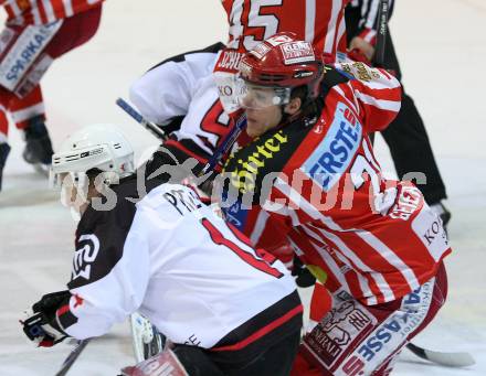 EBEL. Eishockey Bundesliga. KAC gegen HK Acroni Jesenice. GEIER Manuel (KAC), PRETNAR Boris (Jesenice). Klagenfurt, am 6.1.2009.
Foto: Kuess 

---
pressefotos, pressefotografie, kuess, qs, qspictures, sport, bild, bilder, bilddatenbank