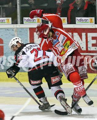 EBEL. Eishockey Bundesliga. KAC gegen HK Acroni Jesenice. HERBURGER Raphael (KAC), RODMAN Marcel (Jesenice). Klagenfurt, am 6.1.2009.
Foto: Kuess 

---
pressefotos, pressefotografie, kuess, qs, qspictures, sport, bild, bilder, bilddatenbank