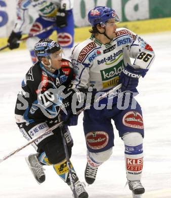 EBEL. Eishockey Bundesliga. EC Pasut VSV gegen EHC LIWEST Linz. Jonathan Ferland (VSV), PURDIE Brad (Linz). Villach, am 6.1.2009.
Foto: Kuess 


---
pressefotos, pressefotografie, kuess, qs, qspictures, sport, bild, bilder, bilddatenbank