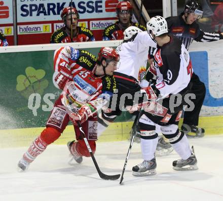 EBEL. Eishockey Bundesliga. KAC gegen HK Acroni Jesenice. SCHULLER David (KAC), VIDMAR Uros (Jesenice). Klagenfurt, am 6.1.2009.
Foto: Kuess 

---
pressefotos, pressefotografie, kuess, qs, qspictures, sport, bild, bilder, bilddatenbank