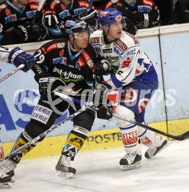 EBEL. Eishockey Bundesliga. EC Pasut VSV gegen EHC LIWEST Linz.  Robby Sandrock (VSV), MATTHIASSON Markus (Linz). Villach, am 6.1.2009.
Foto: Kuess 


---
pressefotos, pressefotografie, kuess, qs, qspictures, sport, bild, bilder, bilddatenbank