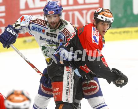 EBEL. Eishockey Bundesliga. EC Pasut VSV gegen HC TWK INNSBRUCK, DIE HAIE. Justin Mapletoft,  (VSV), Rem Murray (Innsbruck). Villach, am 9.1.2009.
Foto: Kuess 


---
pressefotos, pressefotografie, kuess, qs, qspictures, sport, bild, bilder, bilddatenbank