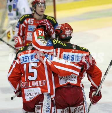 EBEL. Eishockey Bundesliga. KAC gegen HDD TILIA Olimpija Ljubljana. Torjubel KAC REICHEL Johannes, SCHELLANDER Paul. Klagenfurt, am 9.1.2009.
Foto: Kuess 

---
pressefotos, pressefotografie, kuess, qs, qspictures, sport, bild, bilder, bilddatenbank