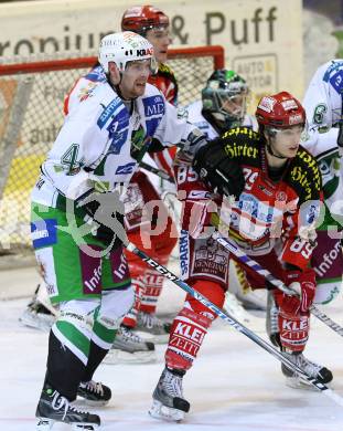 EBEL. Eishockey Bundesliga. KAC gegen HDD TILIA Olimpija Ljubljana. HERBURGER Raphael (KAC), TAVZELJ Andrej (Ljubljana). Klagenfurt, am 9.1.2009.
Foto: Kuess 

---
pressefotos, pressefotografie, kuess, qs, qspictures, sport, bild, bilder, bilddatenbank