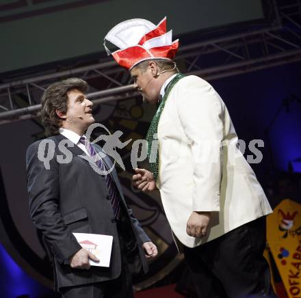 Villacher Fasching. Narrenstadl, Kurt Ortner, Karl Glanznig. Villach, am 8.1.2009.
Foto: Kuess 


---
pressefotos, pressefotografie, kuess, qs, qspictures, sport, bild, bilder, bilddatenbank