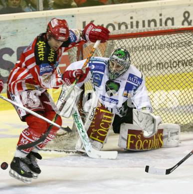 EBEL. Eishockey Bundesliga. KAC gegen HDD TILIA Olimpija Ljubljana. SHANTZ Jeffery (KAC), SILA Ales (Ljubljana). Klagenfurt, am 9.1.2009.
Foto: Kuess 

---
pressefotos, pressefotografie, kuess, qs, qspictures, sport, bild, bilder, bilddatenbank