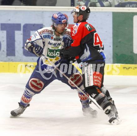 EBEL. Eishockey Bundesliga. EC Pasut VSV gegen HC TWK INNSBRUCK, DIE HAIE. Wolfgang Kromp,  (VSV), Patrik Moessmer (Innsbruck). Villach, am 9.1.2009.
Foto: Kuess 


---
pressefotos, pressefotografie, kuess, qs, qspictures, sport, bild, bilder, bilddatenbank