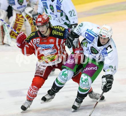 EBEL. Eishockey Bundesliga. KAC gegen HDD TILIA Olimpija Ljubljana. HERBURGER Raphael (KAC), VNUK Tomaz (Ljubljana). Klagenfurt, am 9.1.2009.
Foto: Kuess 

---
pressefotos, pressefotografie, kuess, qs, qspictures, sport, bild, bilder, bilddatenbank