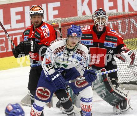 EBEL. Eishockey Bundesliga. EC Pasut VSV gegen HC TWK INNSBRUCK, DIE HAIE. Stefan Bacher, (VSV), Gerhard Unterluggauer, Seamus Kotyk (Innsbruck). Villach, am 9.1.2009.
Foto: Kuess 


---
pressefotos, pressefotografie, kuess, qs, qspictures, sport, bild, bilder, bilddatenbank