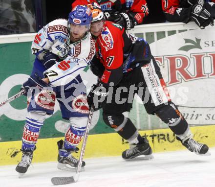 EBEL. Eishockey Bundesliga. EC Pasut VSV gegen HC TWK INNSBRUCK, DIE HAIE. Wolfgang Kromp,  (VSV), Andreas Hanschitz (Innsbruck). Villach, am 9.1.2009.
Foto: Kuess 


---
pressefotos, pressefotografie, kuess, qs, qspictures, sport, bild, bilder, bilddatenbank