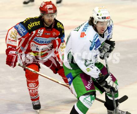 EBEL. Eishockey Bundesliga. KAC gegen HDD TILIA Olimpija Ljubljana. SCHNEIDER Andrew (KAC), ROPRET Anze (Ljubljana). Klagenfurt, am 9.1.2009.
Foto: Kuess 

---
pressefotos, pressefotografie, kuess, qs, qspictures, sport, bild, bilder, bilddatenbank