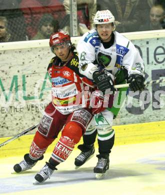 EBEL. Eishockey Bundesliga. KAC gegen HDD TILIA Olimpija Ljubljana. Christoph Harand (KAC), Pasi Petrilaeinen (Ljubljana). Klagenfurt, am 9.1.2009.
Foto: Kuess 

---
pressefotos, pressefotografie, kuess, qs, qspictures, sport, bild, bilder, bilddatenbank