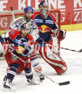 EBEL. Eishockey Bundesliga. EC Pasut VSV gegen EC Red Bull Salzburg. Justin Mapletoft, (VSV),  Mario Scalzo, Thomas Hoeneckl (Salzburg). Villach, am 11.1.2009.
Foto: Kuess 


---
pressefotos, pressefotografie, kuess, qs, qspictures, sport, bild, bilder, bilddatenbank