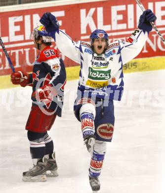 EBEL. Eishockey Bundesliga. EC Pasut VSV gegen EC Red Bull Salzburg. Torjubel Andreas Kristler (VSV). Villach, am 11.1.2009.
Foto: Kuess 


---
pressefotos, pressefotografie, kuess, qs, qspictures, sport, bild, bilder, bilddatenbank