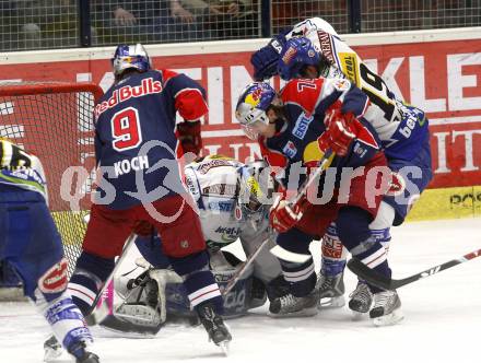 EBEL. Eishockey Bundesliga. EC Pasut VSV gegen EC Red Bull Salzburg. Gert Prohaska, Stefan Bacher,  (VSV), Dieter Kalt, Thomas Koch (Salzburg). Villach, am 11.1.2009.
Foto: Kuess 


---
pressefotos, pressefotografie, kuess, qs, qspictures, sport, bild, bilder, bilddatenbank