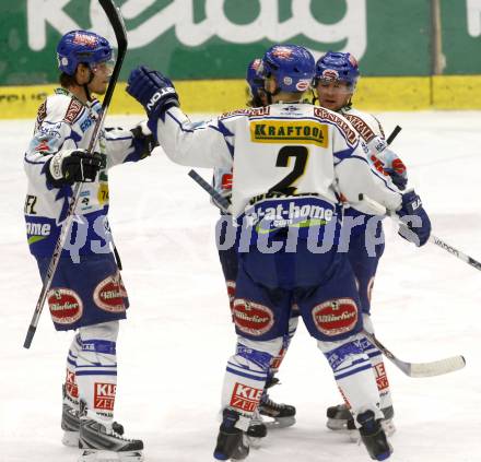 EBEL. Eishockey Bundesliga. EC Pasut VSV gegen EC Red Bull Salzburg. Torjubel VSV. Villach, am 11.1.2009.
Foto: Kuess 


---
pressefotos, pressefotografie, kuess, qs, qspictures, sport, bild, bilder, bilddatenbank