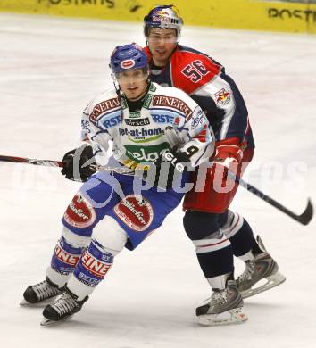 EBEL. Eishockey Bundesliga. EC Pasut VSV gegen EC Red Bull Salzburg. Benoit Mondou,  (VSV), Ryan Th. Mc Donough (Salzburg). Villach, am 11.1.2009.
Foto: Kuess 


---
pressefotos, pressefotografie, kuess, qs, qspictures, sport, bild, bilder, bilddatenbank