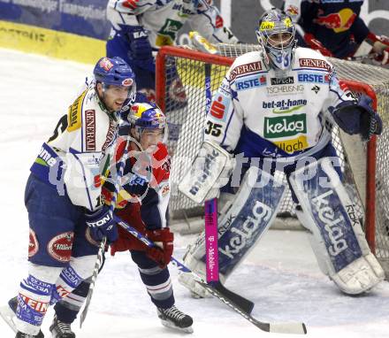 EBEL. Eishockey Bundesliga. EC Pasut VSV gegen EC Red Bull Salzburg. Dan Cavanaugh, Gert Prohaska, (VSV), Marco Pewal  (Salzburg). Villach, am 11.1.2009.
Foto: Kuess 


---
pressefotos, pressefotografie, kuess, qs, qspictures, sport, bild, bilder, bilddatenbank