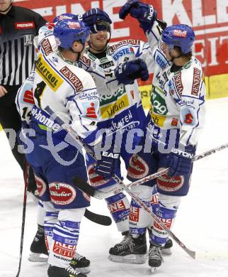 EBEL. Eishockey Bundesliga. EC Pasut VSV gegen EC Red Bull Salzburg. Torjubel VSV. Villach, am 11.1.2009.
Foto: Kuess 


---
pressefotos, pressefotografie, kuess, qs, qspictures, sport, bild, bilder, bilddatenbank