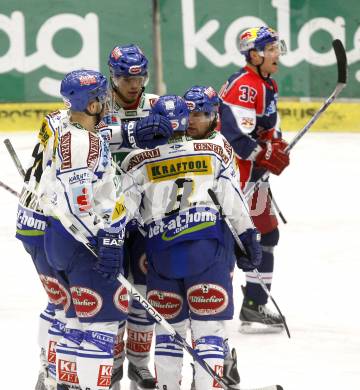 EBEL. Eishockey Bundesliga. EC Pasut VSV gegen EC Red Bull Salzburg. Torjubel VSV. Villach, am 11.1.2009.
Foto: Kuess 


---
pressefotos, pressefotografie, kuess, qs, qspictures, sport, bild, bilder, bilddatenbank