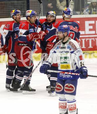 EBEL. Eishockey Bundesliga. EC Pasut VSV gegen EC Red Bull Salzburg. Torjubel Salzburg. Villach, am 11.1.2009.
Foto: Kuess 


---
pressefotos, pressefotografie, kuess, qs, qspictures, sport, bild, bilder, bilddatenbank