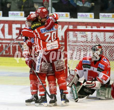 EBEL. Eishockey Bundesliga. KAC gegen HC TWK Innsbruck. Torjubel CRAIG Michael, JAKOBITSCH Silvio (KAC), KOTYK Seamus (Innsbruck). Klagenfurt, am 16.1.2009.
Foto: Kuess 

---
pressefotos, pressefotografie, kuess, qs, qspictures, sport, bild, bilder, bilddatenbank