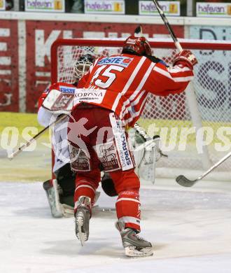 EBEL. Eishockey Bundesliga. KAC gegen HC TWK Innsbruck. SCHULLER David (KAC), KOTYK Seamus (Innsbruck). Klagenfurt, am 16.1.2009.
Foto: Kuess 

---
pressefotos, pressefotografie, kuess, qs, qspictures, sport, bild, bilder, bilddatenbank