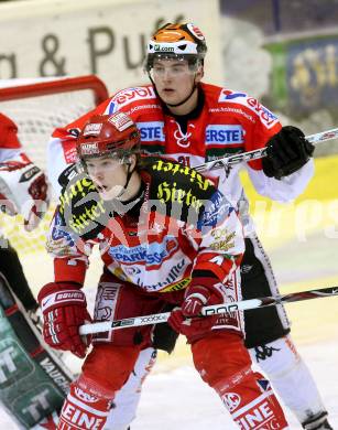 EBEL. Eishockey Bundesliga. KAC gegen HC TWK Innsbruck. PIRMANN Markus (KAC), SARG Andreas (Innsbruck). Klagenfurt, am 16.1.2009.
Foto: Kuess 

---
pressefotos, pressefotografie, kuess, qs, qspictures, sport, bild, bilder, bilddatenbank