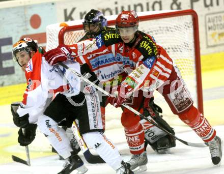 EBEL. Eishockey Bundesliga. KAC gegen HC TWK Innsbruck. REICHEL Johannes, SCOTT Travis (KAC), JOHNER Dustin (Innsbruck). Klagenfurt, am 16.1.2009.
Foto: Kuess 

---
pressefotos, pressefotografie, kuess, qs, qspictures, sport, bild, bilder, bilddatenbank