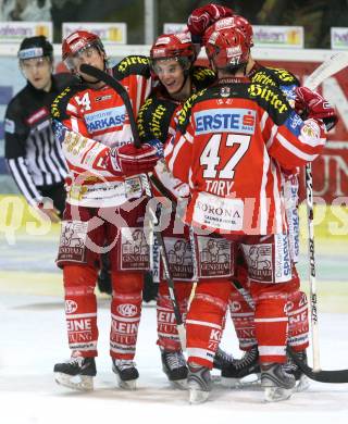 EBEL. Eishockey Bundesliga. KAC gegen HC TWK Innsbruck. Jubel KAC. Klagenfurt, am 16.1.2009.
Foto: Kuess 

---
pressefotos, pressefotografie, kuess, qs, qspictures, sport, bild, bilder, bilddatenbank