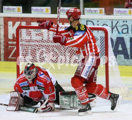 EBEL. Eishockey Bundesliga. KAC gegen HC TWK Innsbruck. Torjubel CRAIG Michael (KAC), KOTYK Seamus (Innsbruck). Klagenfurt, am 16.1.2009.
Foto: Kuess 

---
pressefotos, pressefotografie, kuess, qs, qspictures, sport, bild, bilder, bilddatenbank