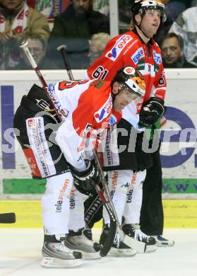 EBEL. Eishockey Bundesliga. KAC gegen HC TWK Innsbruck. HOHENBERGER Martin, HENDERSON Jay (Innsbruck). Klagenfurt, am 16.1.2009.
Foto: Kuess 

---
pressefotos, pressefotografie, kuess, qs, qspictures, sport, bild, bilder, bilddatenbank