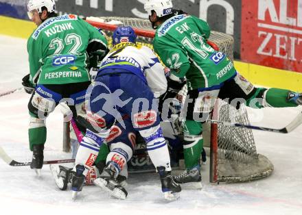 EBEL. Eishockey Bundesliga. EC Pasut VSV gegen HDD TILIA Olimpija Ljubljana.  Rangelei vor dem Tor STARKBAUM Bernhard, SCOVILLE Darrel,  (VSV), KUZNIK Greg,. ELIK Todd (Ljubljana). Villach, am 20.1.2009.
Foto: Kuess 


---
pressefotos, pressefotografie, kuess, qs, qspictures, sport, bild, bilder, bilddatenbank