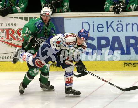 EBEL. Eishockey Bundesliga. EC Pasut VSV gegen HDD TILIA Olimpija Ljubljana.  RAFFL Michael (VSV), MUSIC Ales (Ljubljana). Villach, am 20.1.2009.
Foto: Kuess 


---
pressefotos, pressefotografie, kuess, qs, qspictures, sport, bild, bilder, bilddatenbank