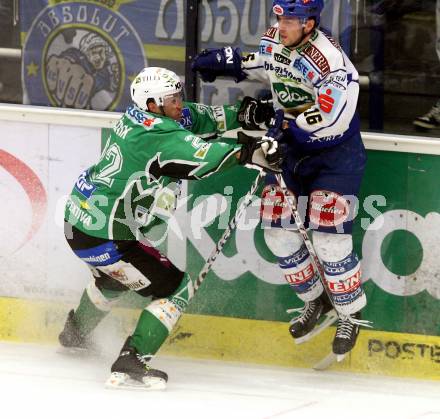 EBEL. Eishockey Bundesliga. EC Pasut VSV gegen HDD TILIA Olimpija Ljubljana.  CAVANAUGH Dan (VSV), KUZNIK Greg (Ljubljana). Villach, am 20.1.2009.
Foto: Kuess 


---
pressefotos, pressefotografie, kuess, qs, qspictures, sport, bild, bilder, bilddatenbank